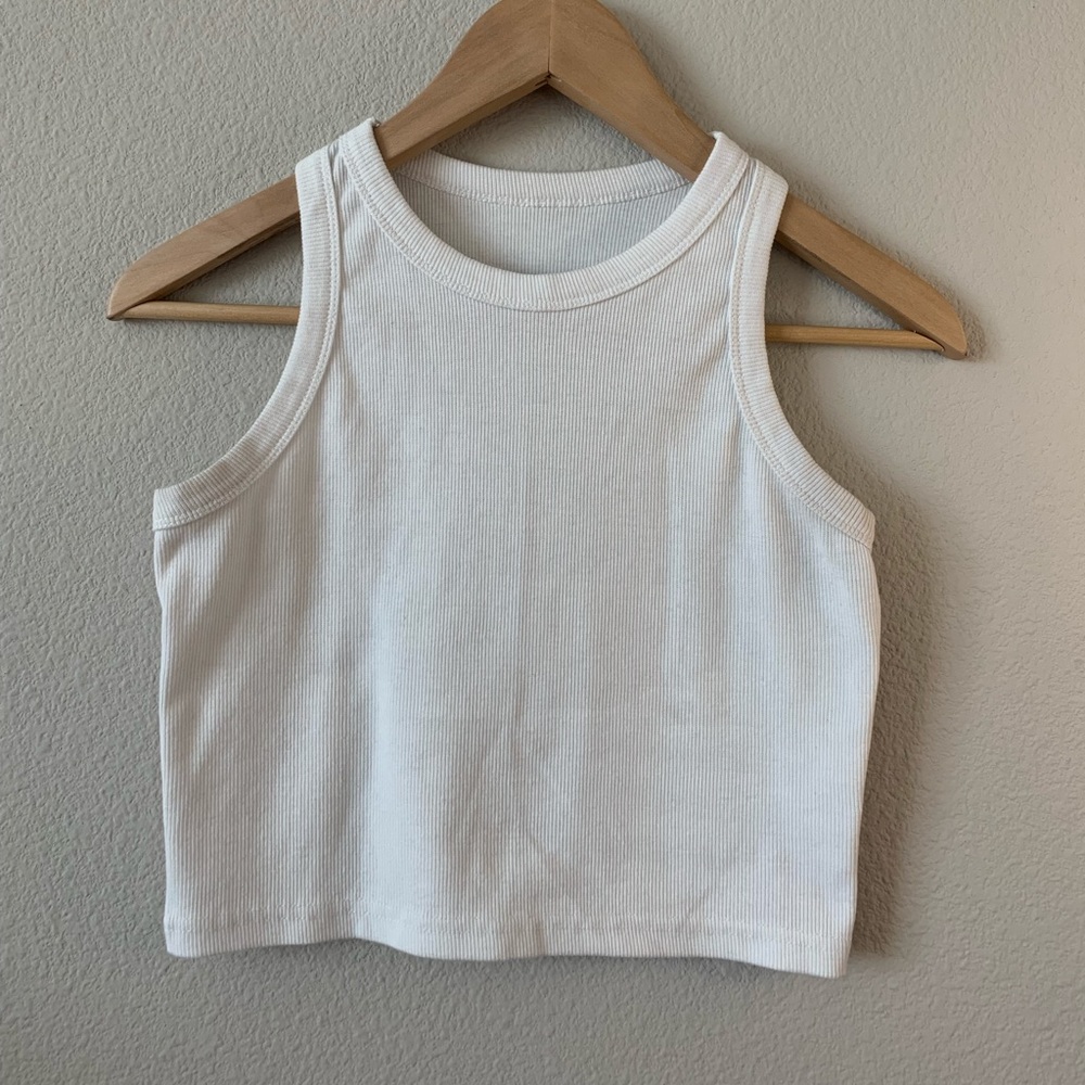 Round Neck Racerback Rib Knit Crop Top Tank